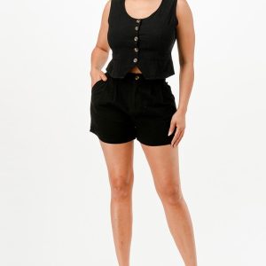CASUAL CROPPED VEST AND SHORT SET
