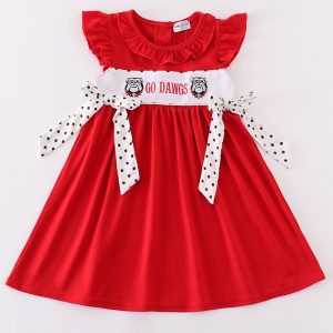 Red go dawgs embroidery dress